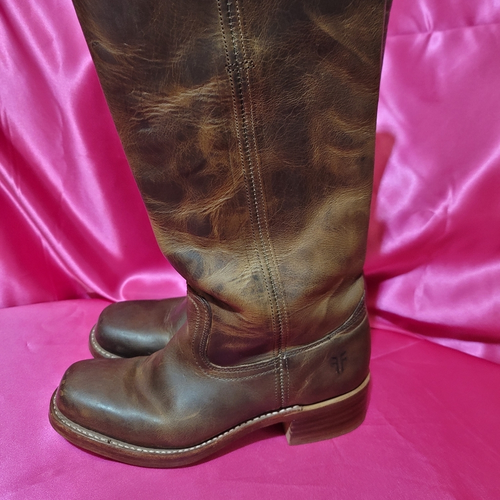 Frye Brown Leather Mid-Calf Boots